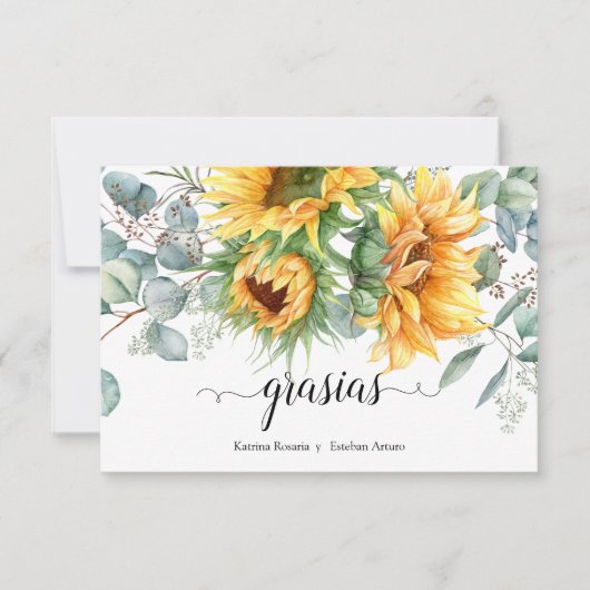 Girasol de otoño rústico bedankkaart (Voorkant)