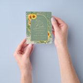 Girasoles Bilingües Boda Rústica en Verde Salvia Flyer (Hand)