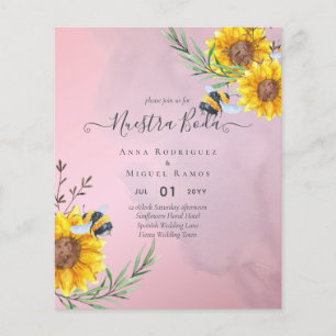 Girasoles de Invitación de Boda Económica Bilingüe