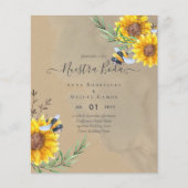 Girasoles de Invitación de Boda Económica Bilingüe (Voorkant)