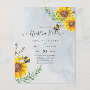 Girasoles de Invitación de Boda Económica Bilingüe Flyer