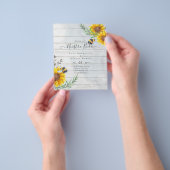 Girasoles de Invitación de Boda Económica Bilingüe Flyer (Hand)