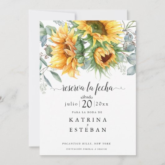 Girasoles de otoño rústicos slaat de datum op save the date (Voorkant)