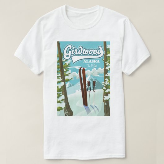 Girdwood Alaska aan ski T-shirt (Design voorkant)