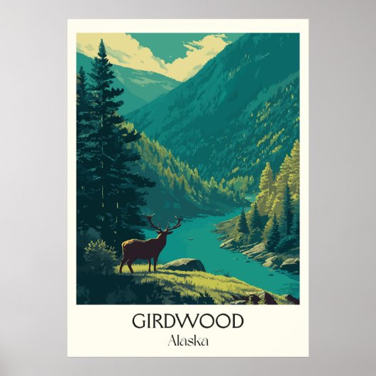 Girdwood Alaska Forest Deer Nature Poster (Voorkant)