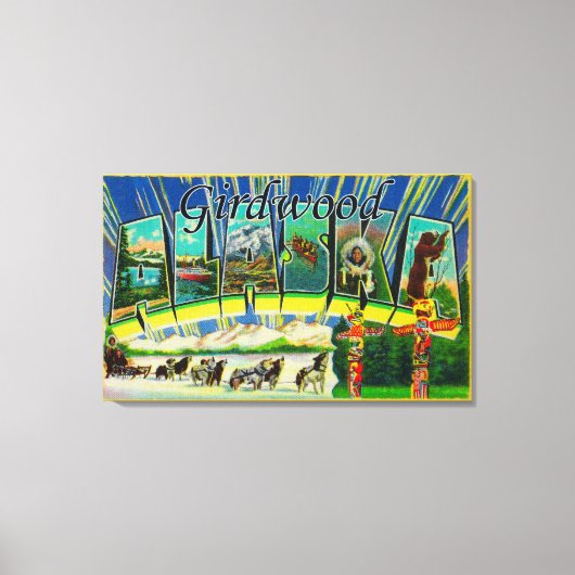 Girdwood, Alaska - Grote lettertjes Canvas Afdruk (Voorkant)