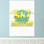 Girdwood Alaska jaren 80 ski logo Canvas Afdruk (Insitu (Houten vloer))