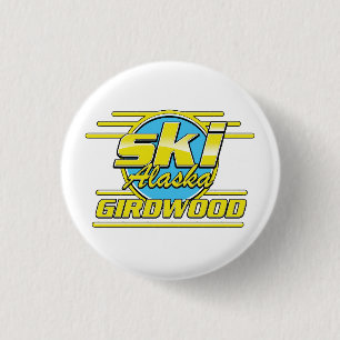 Girdwood Alaska jaren 80 ski logo Ronde Button 3,2 Cm