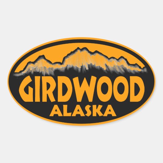 Girdwood Alaska oranje ovale stickers (Voorkant)