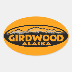 Girdwood Alaska oranje ovale stickers