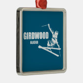Girdwood Alaska Skier Metalen Ornament (Rechts)