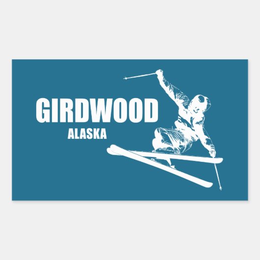Girdwood Alaska Skier Rechthoekige Sticker (Voorkant)