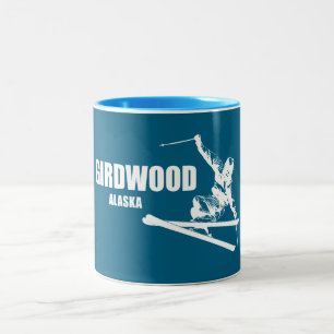 Girdwood Alaska Skiër Tweekleurige Koffiemok
