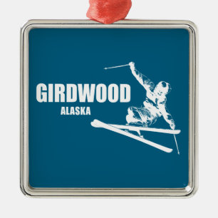 Girdwood Alaska Skiloper Metalen Ornament