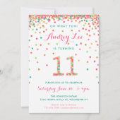 Girl 11th Birthday Invitation elfde verjaardag Kaart (Voorkant)