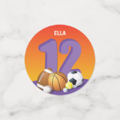 Girl 12th Birthday Sports Balls Confetti (Kleine voorkant)