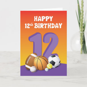 Girl 12th Birthday Sports Balls Kaart