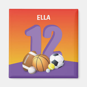 Girl 12th Birthday Sports Balls Magneet