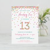 Girl 13th Birthday Invitation dertiende verjaardag Kaart (Staand voorkant)