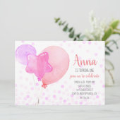 Girl 1st Birthday Ballons Confetti Pink Kaart (Staand voorkant)