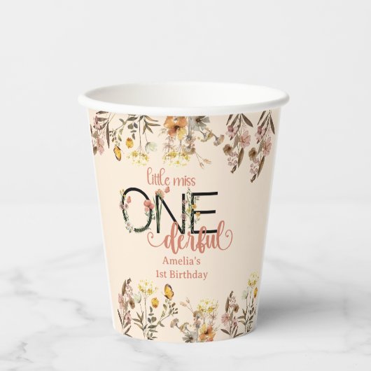 Girl 1st Birthday | Miss Onederful Papieren Bekers (Voorkant)