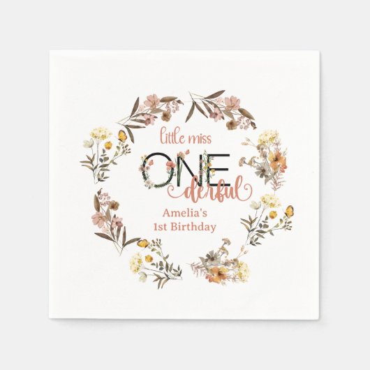 Girl 1st Birthday | Miss Onederful Servet (Voorkant)