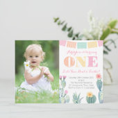 Girl 1st Birthday Party Mexican Fiesta Foto Kaart (Staand voorkant)