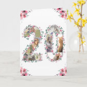 Girl 20th Birthday Foto Collage Pink Flower White Kaart (Gele Bloem)