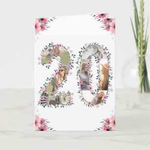 Girl 20th Birthday Foto Collage Pink Flower White Kaart