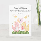 Girl 2nd Birthday Balloon Dinosaurs Card Kaart (Voorkant)