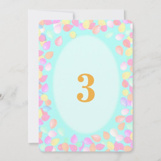 Girl 3rd Birthday-ballonnen Kaart (Achterkant)