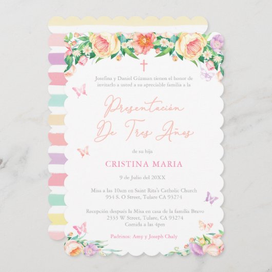 Girl 3Year Presentation (3 jaar), presentación 3 A Kaart (Voorkant / Achterkant)