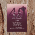 Girl 40th Birthday Party Elegant Burgundy Ombre Kaart<br><div class="desc">Elegant Burgundy Red Ombre Girl 40ste uitnodiging van de Birthday Party.</div>