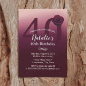 Girl 40th Birthday Party Elegant Burgundy Ombre Kaart
