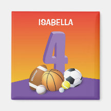 Girl 4th Birthday Sports Balls