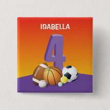 Girl 4th Birthday Sports Balls