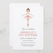 Girl 5th birthday ballet  kaart (Voorkant / Achterkant)