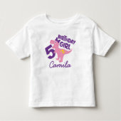 Girl 5th Birthday Dinosaur Personalized T-Shirt (Voorkant)