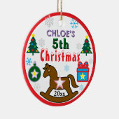 Girl 5th Christmas Horse Tree PHOTO Keramisch Ornament (Rechts)