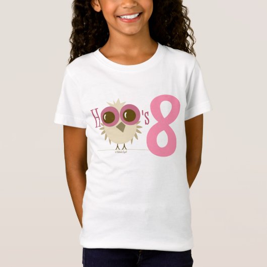 Girl 8th Birthday Party Gifts Pink Owl 8 T-shirt (Voorkant)