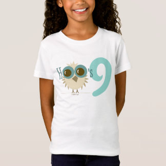 Girl 9th Birthday Party Gifts Blauwgroen Owl leeft T-shirt