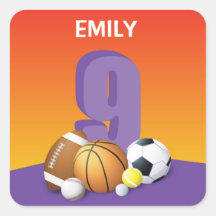 Girl 9th Birthday Sports Balls