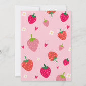 Girl aardbery Berry First Birthday Party Kaart (Achterkant)