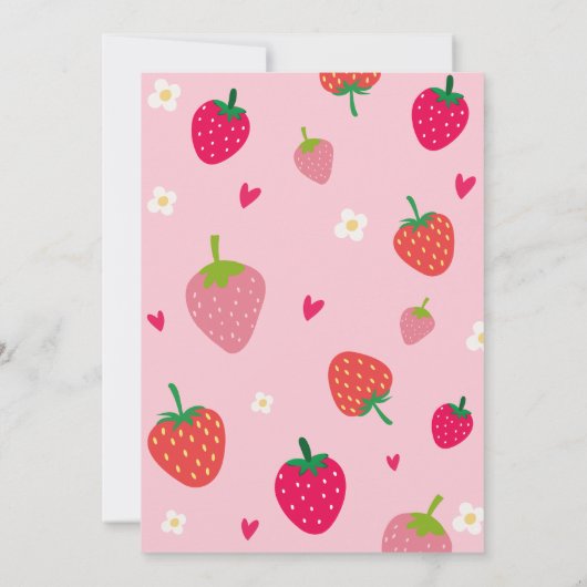 Girl aardbery Berry First Birthday Party Kaart (Achterkant)