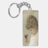 Girl Admiring Butterfly Ephemera Sleutelhanger (Voorkant Links)