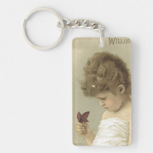 Girl Admiring Butterfly Ephemera Sleutelhanger