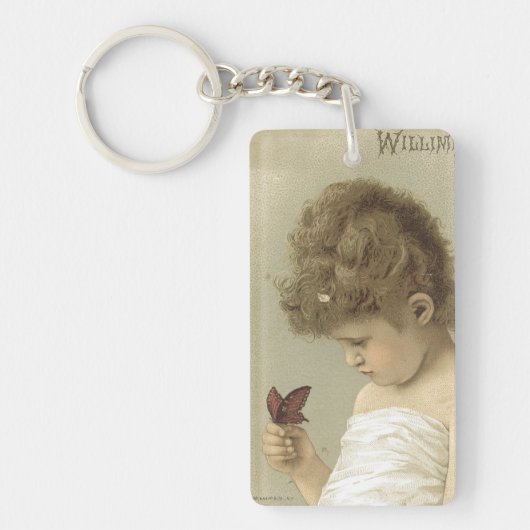 Girl Admiring Butterfly Ephemera Sleutelhanger (Voorkant)