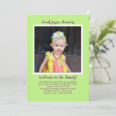 Girl Adoption Party Sjabloon voor fotouitnodiging Kaart (Staand voorkant)