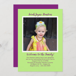 Girl Adoption Party Sjabloon voor fotouitnodiging Kaart