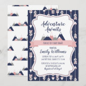 Girl Adventure Baby shower Invitation Kaart (Voorkant / Achterkant)